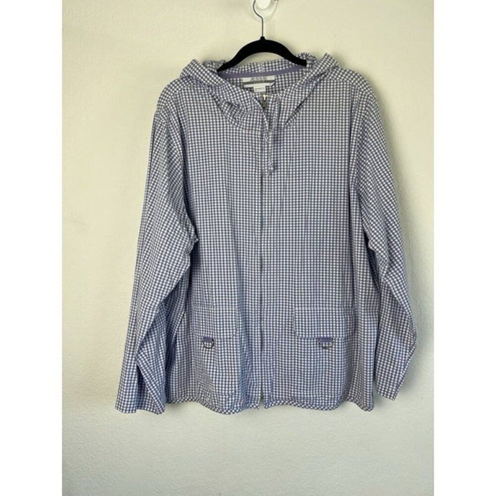 Jessie Sport Vintage Lavender Purple Checkered Full Zip Hoodie Jacket Size 20W